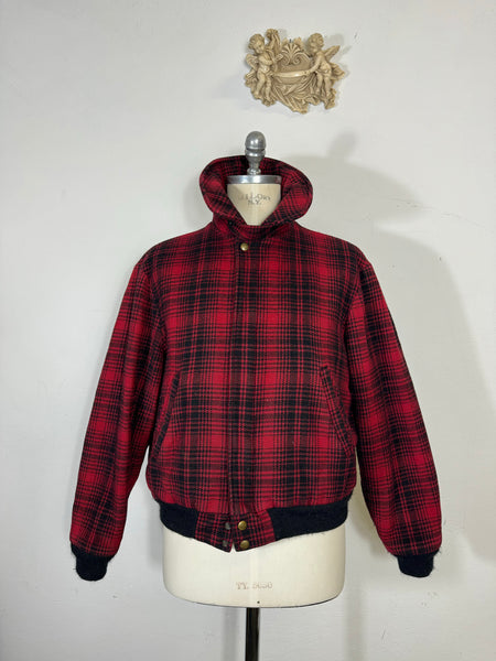 Veste bombardier en laine Woolrich vintage des années 80 Made in USA « M »