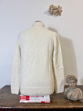 Classic Aran Turtleneck Sweater in Cream Wool