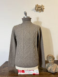 Classic Aran Turtleneck Sweater in Taupe