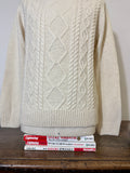 Classic Aran Sweater in Cream Wool