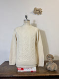 Classic Aran Sweater in Cream Wool