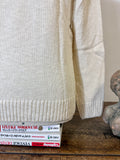 Classic Aran Turtleneck Sweater in Cream Wool