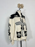 Cowichan-style sweater with tribal pattern and zip closure “XL”